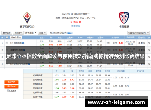 足球心水指数全面解读与使用技巧指南助你精准预测比赛结果 足球心水指数全面解读与使用技巧指南助你精准预测比赛结果