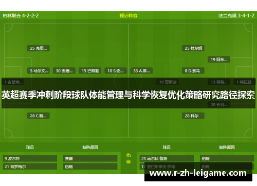 英超赛季冲刺阶段球队体能管理与科学恢复优化策略研究路径探索 英超赛季冲刺阶段球队体能管理与科学恢复优化策略研究路径探索
